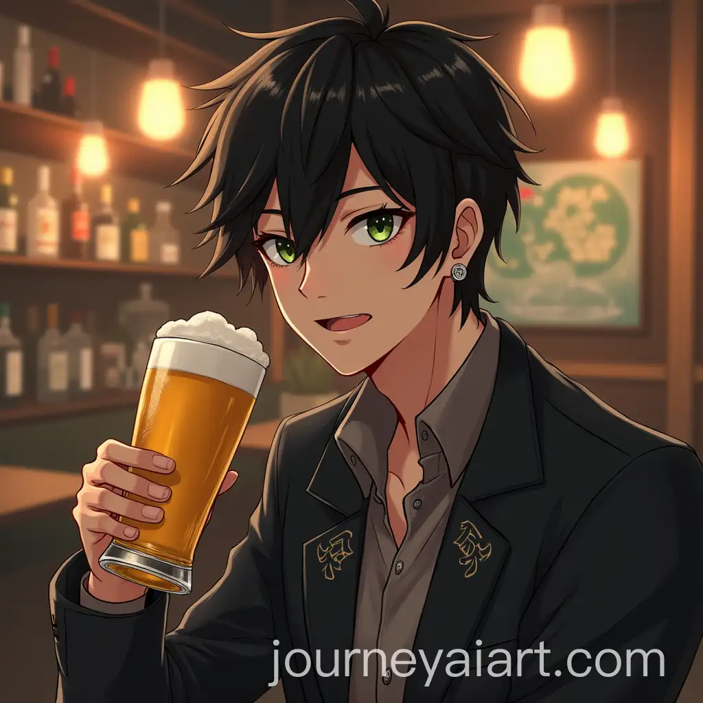 AI-Image-Prompt-ExpansionYoung-Man-in-Pub-with-Black-Hair-and-Green-Eyes-Digital-Art-Illustration