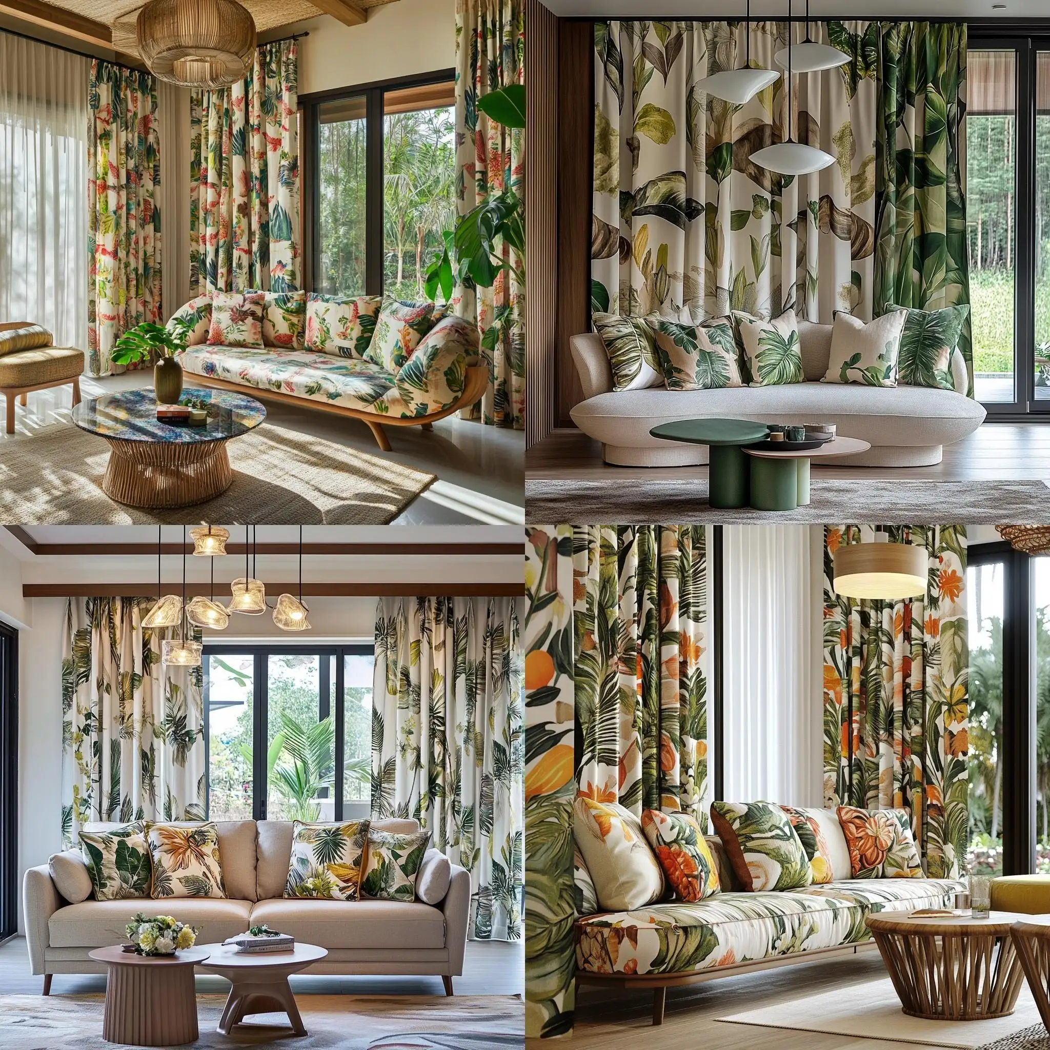 Biophilic-Style-Living-Room-with-Botanical-Pattern-Home-Textiles-and-Organic-Design-Furniture