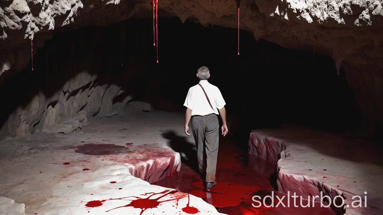 PostWar-Survivor-Emerges-from-Cave-Surrounded-by-Bloodstains