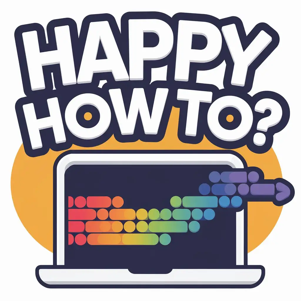 LOGO Design for Happy How To Modern Laptop with Colorful Workflow and Friendly Text