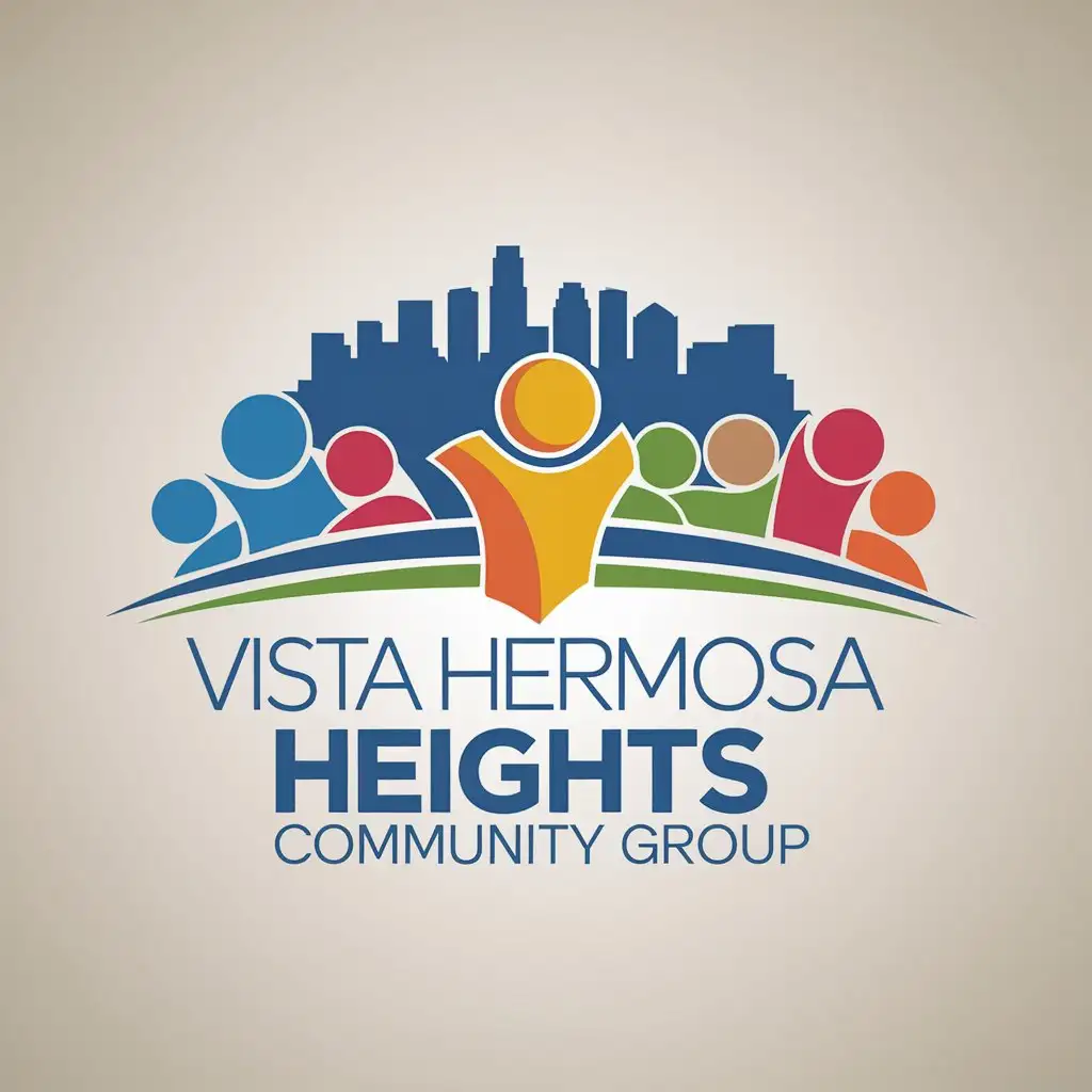 LOGO Design For Vista Hermosa Heights Community Group Los Angeles Skyline with Unity and Progress Theme