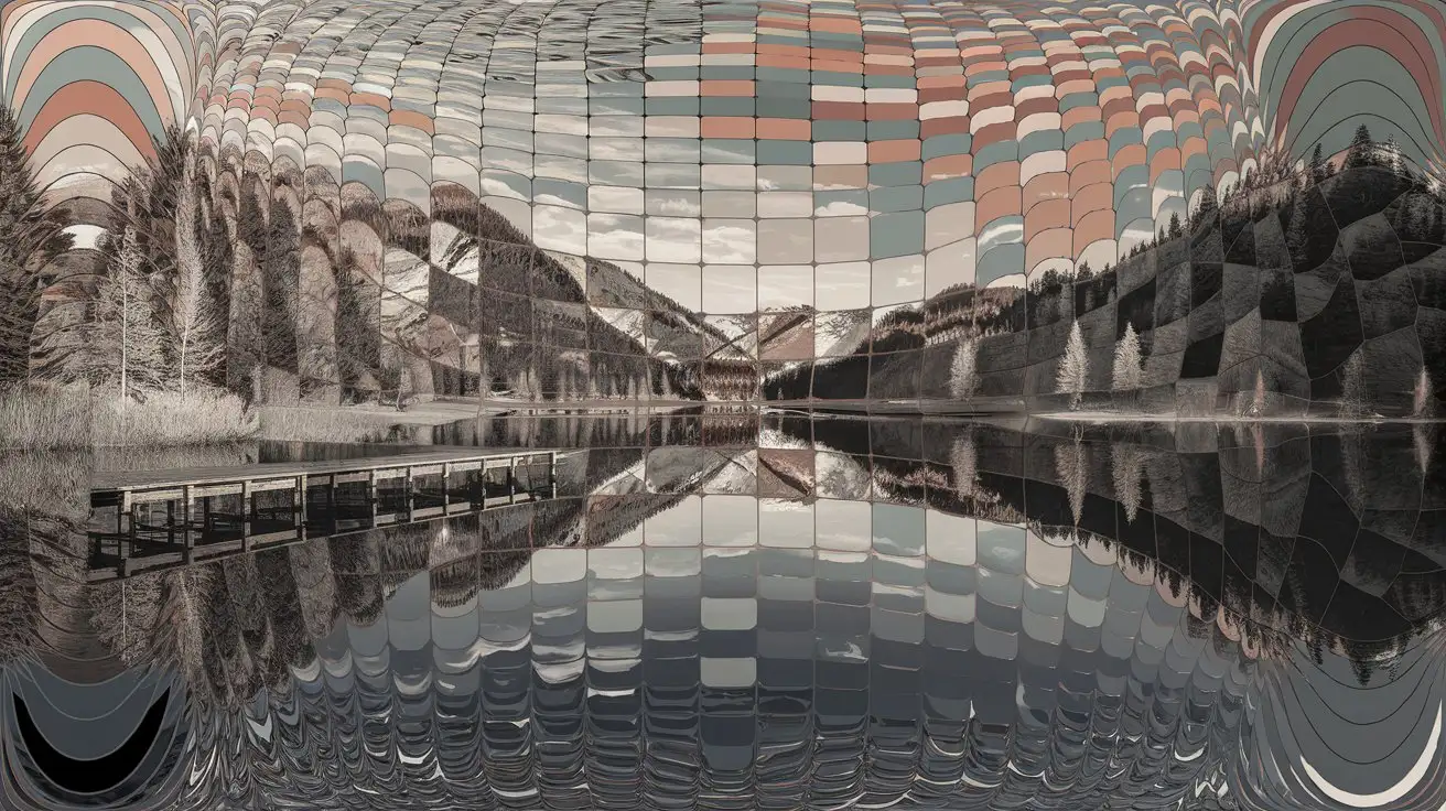 Retro Digital Mosaic Art with Intricate HyperRealistic Patterns