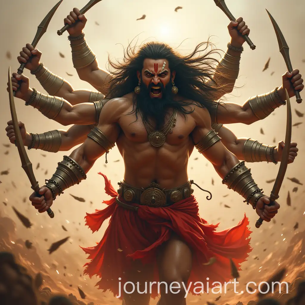 Sahasra-Bhau-Unleashing-Fury-in-Battle-with-Whirlwind-of-Weapons