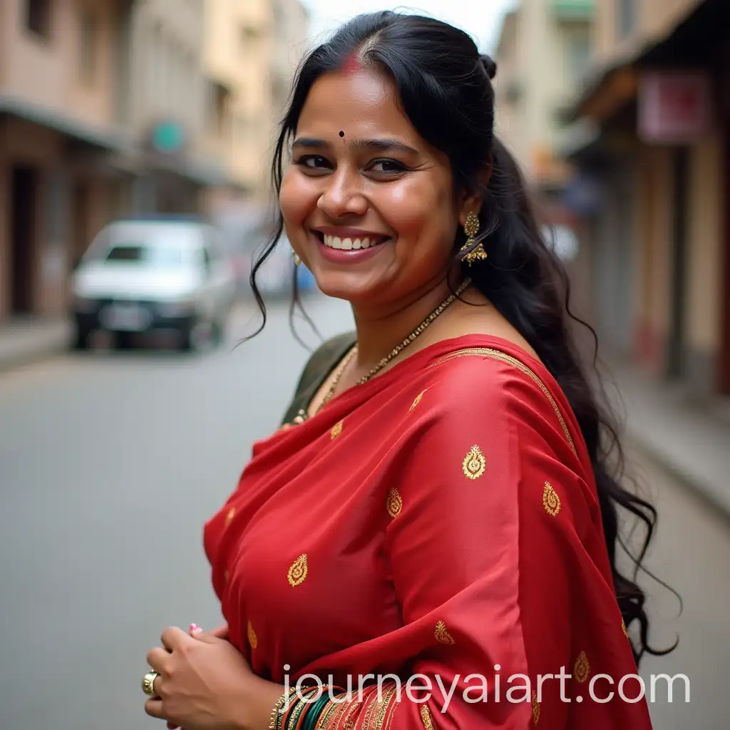 Smiling-Indian-Woman-in-Traditional-Attire-on-the-Street