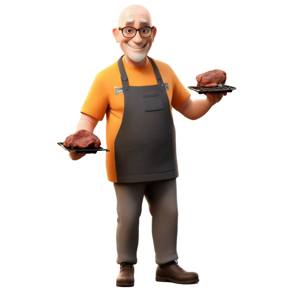 3D-Digital-PNG-Image-of-a-WarmHearted-Elderly-Man-Grilling-in-Disney-Pixar-Style