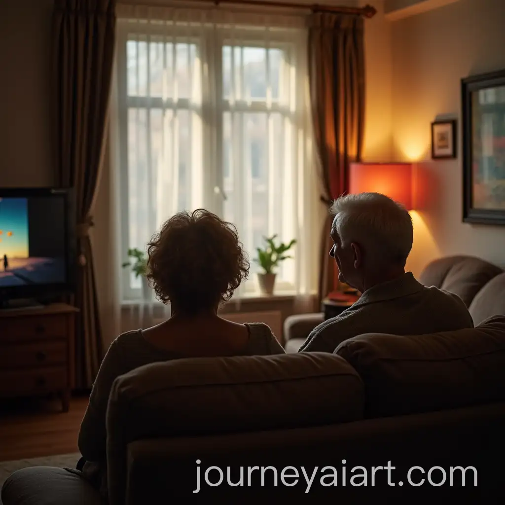 Grandparents-Relaxing-Together-While-Watching-Television-in-Cozy-Apartment