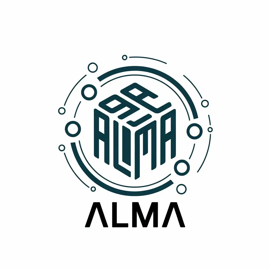 LOGO Design for ALMA 3D Cube Volume Figure with ALMA Text for Innovative Tech Brands