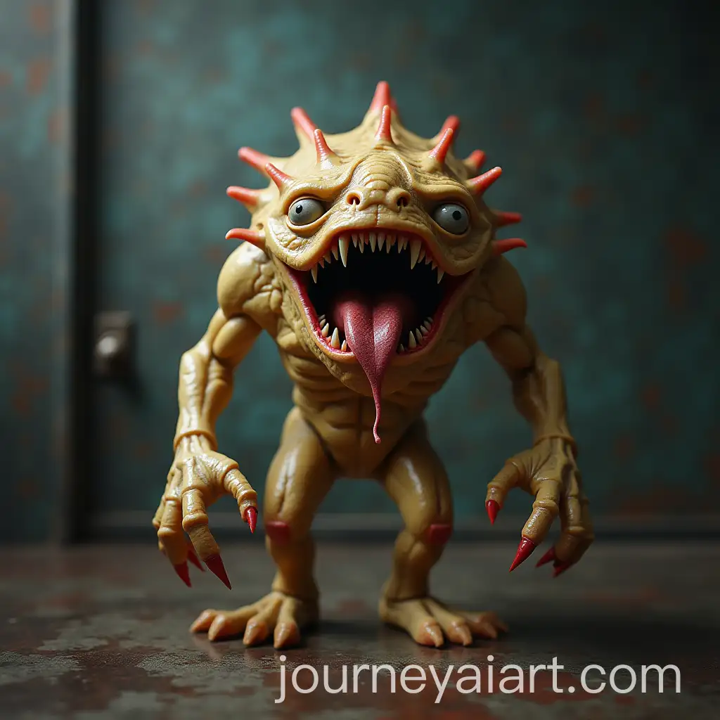 Scary-Monster-Figure-with-Big-Teeth-in-a-Room
