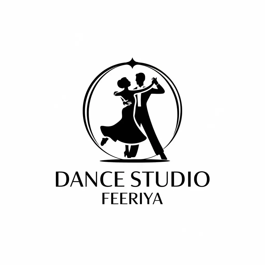 a vector logo design,with the text "Dance studio "Feeriya"", main symbol:Dancing couple,Moderate,be used in Sports Fitness industry,clear background