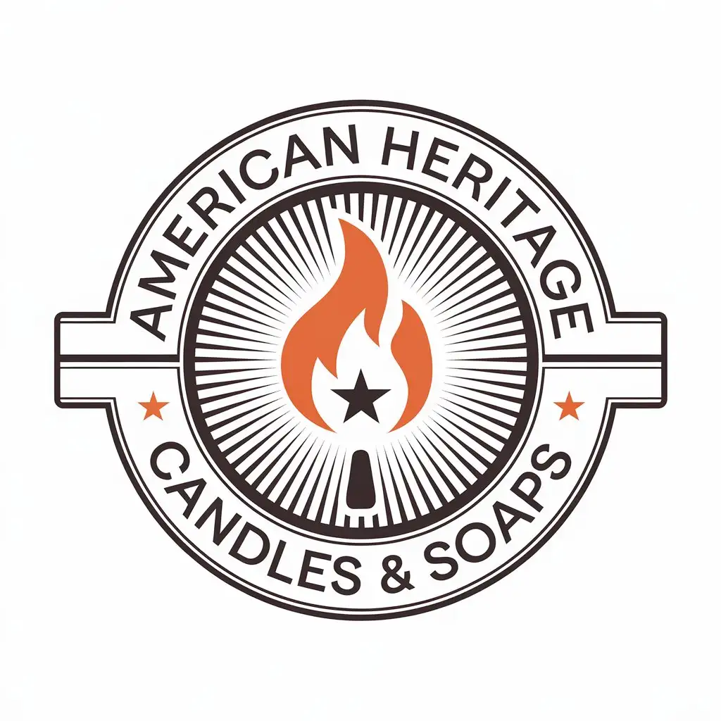 LOGO Design for American Heritage Candles Soaps Flame Symbol with Clear Background