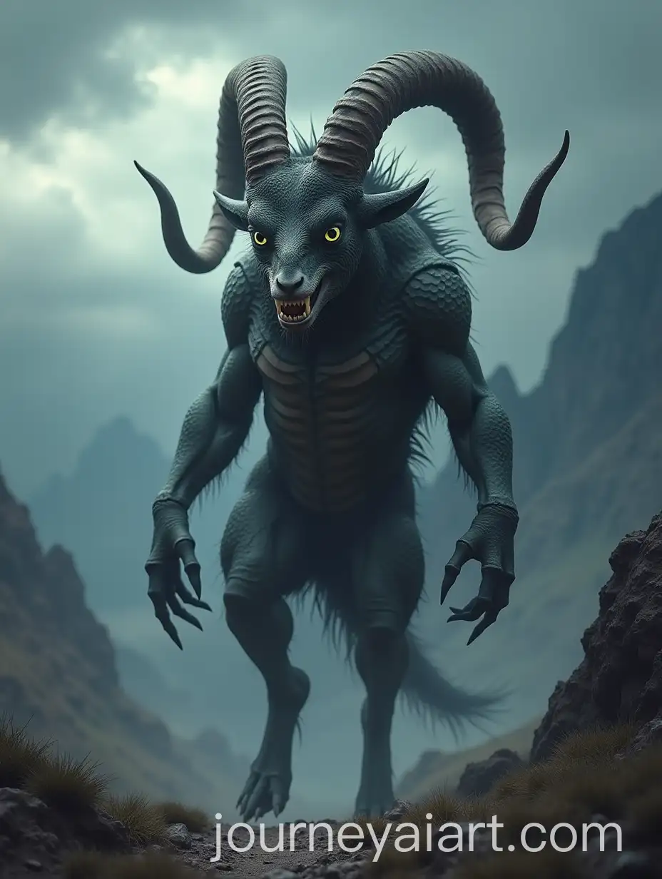Menacing-Hybrid-Creature-Combining-Venomous-Cobra-and-Goat-Features