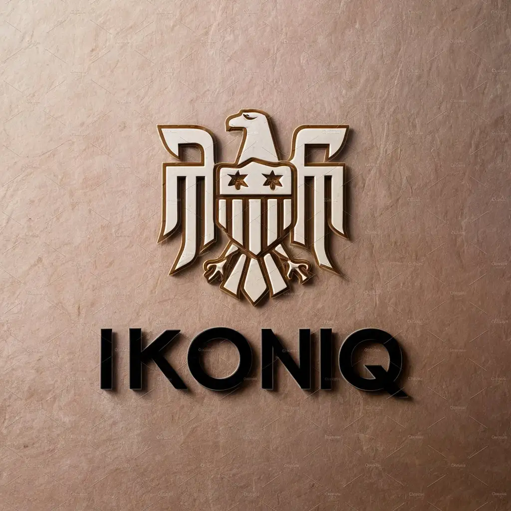 LOGO Design for IKONIQ Eagle and Shield with Stars in Modern Retail Style