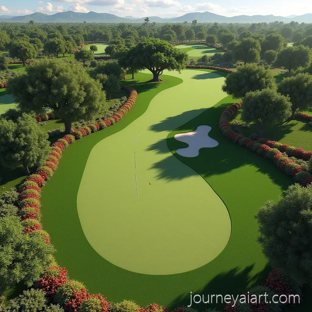 AI-Image-Prompt-ExpansionAerial-View-of-717Yard-Par-5-Golf-Hole-with-Dogleg-and-Scenic-Landscaping