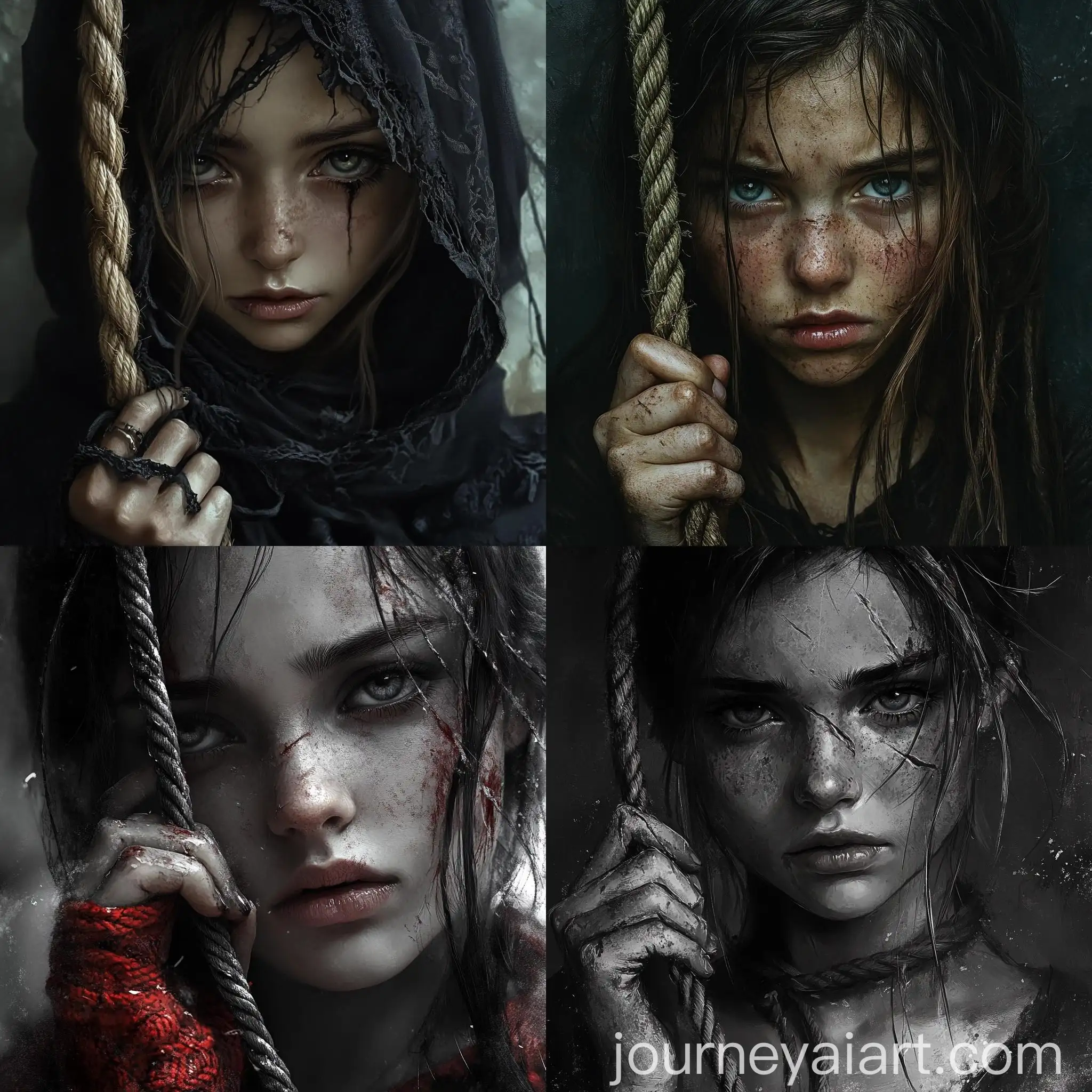 Young-Girl-Holding-Broken-Rope-with-Sense-of-Death-and-Sadness