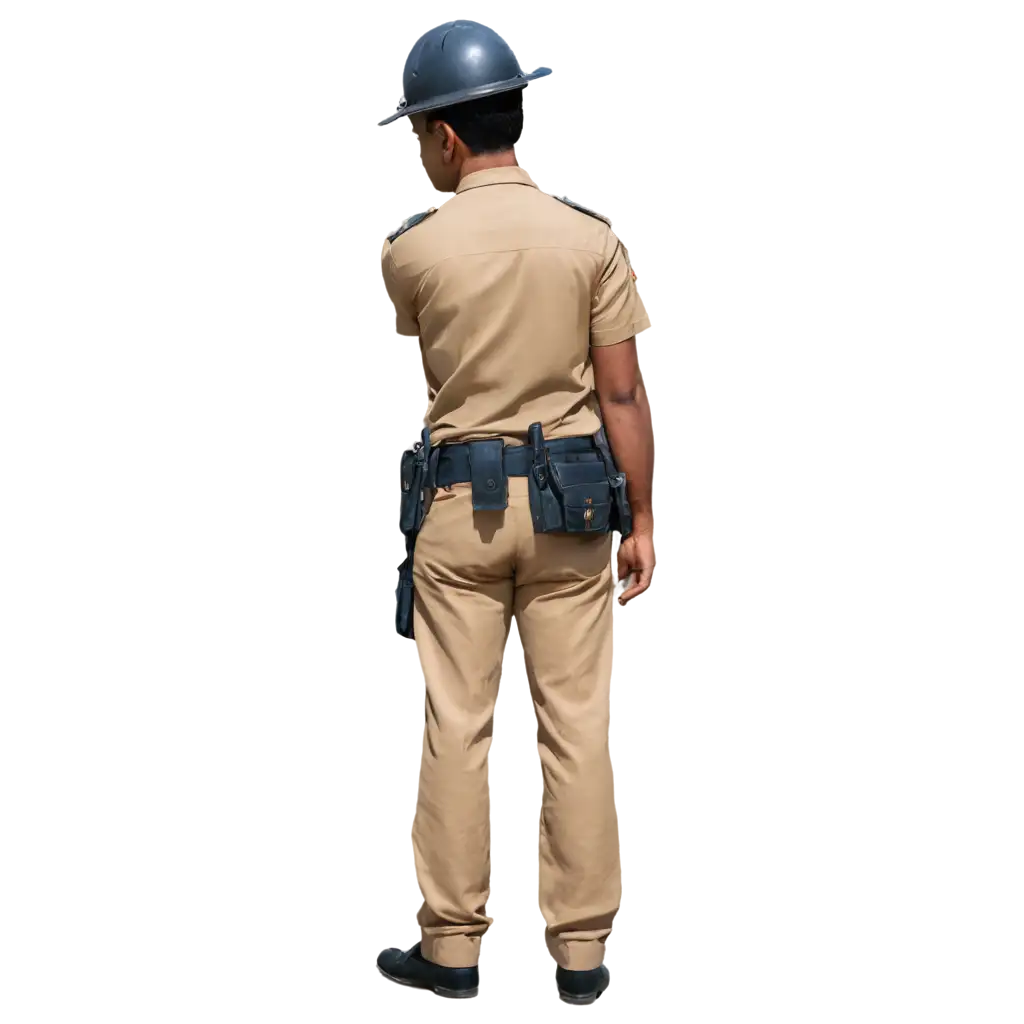 Indian policeman,standing,back sideview