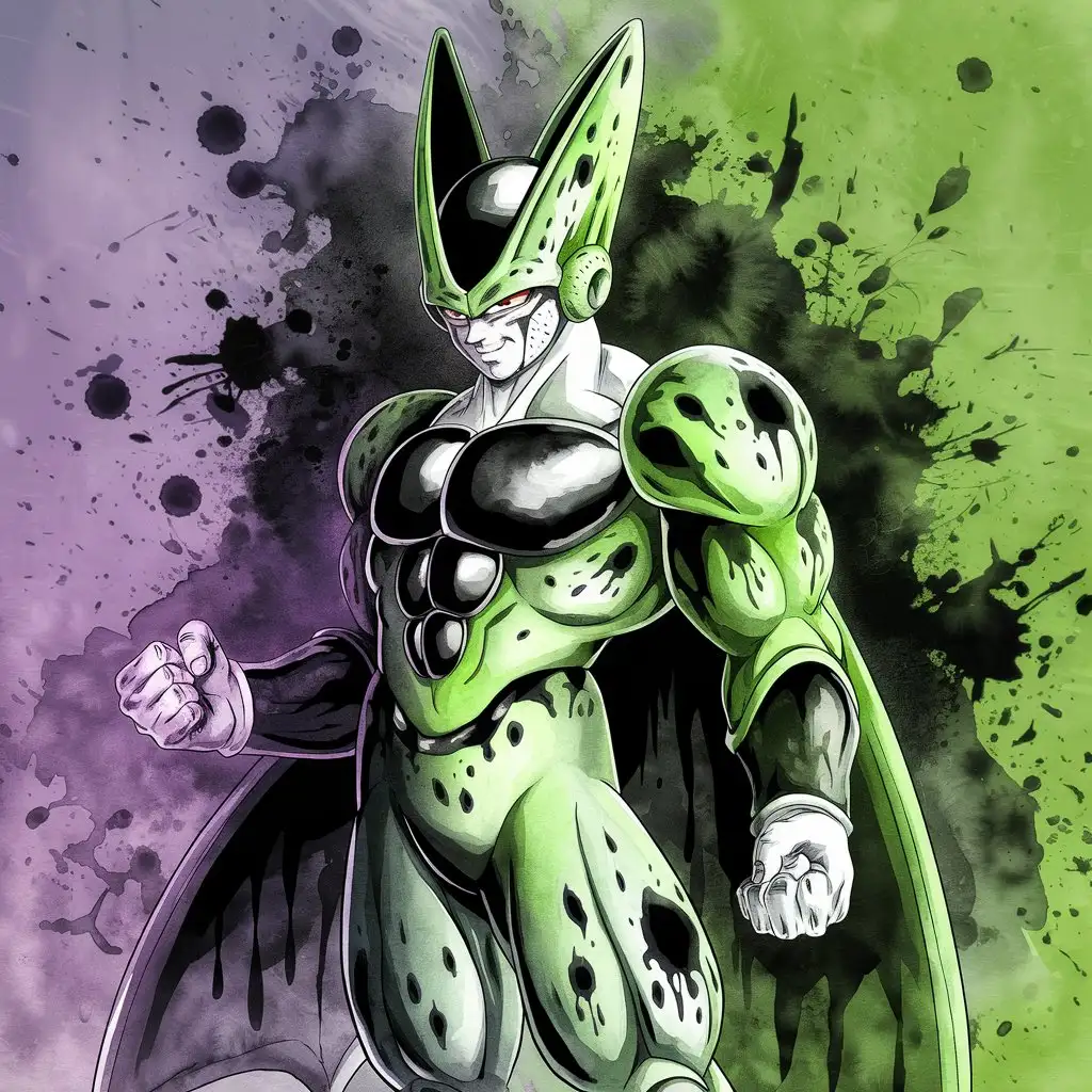 Dynamic-Watercolor-Illustration-of-PerfectAI-Art-Prompt-Expansion-Cell-from-Dragon-Ball-Z