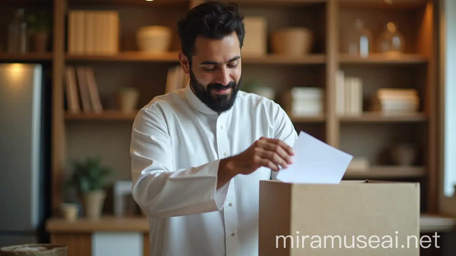 Man Casting Vote in Traditional Shalwar Kameez Attire