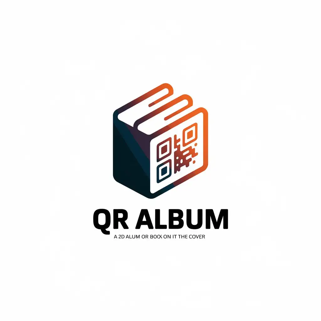 LOGO Design for QR ALBUM Warm Color 2D Book or Album with QR Code Symbol for Technology Industry