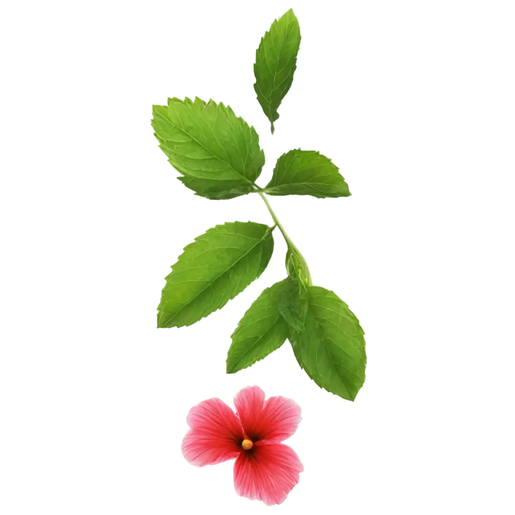 Premium-Quality-PNG-Image-of-Mint-Leaves-and-Hibiscus