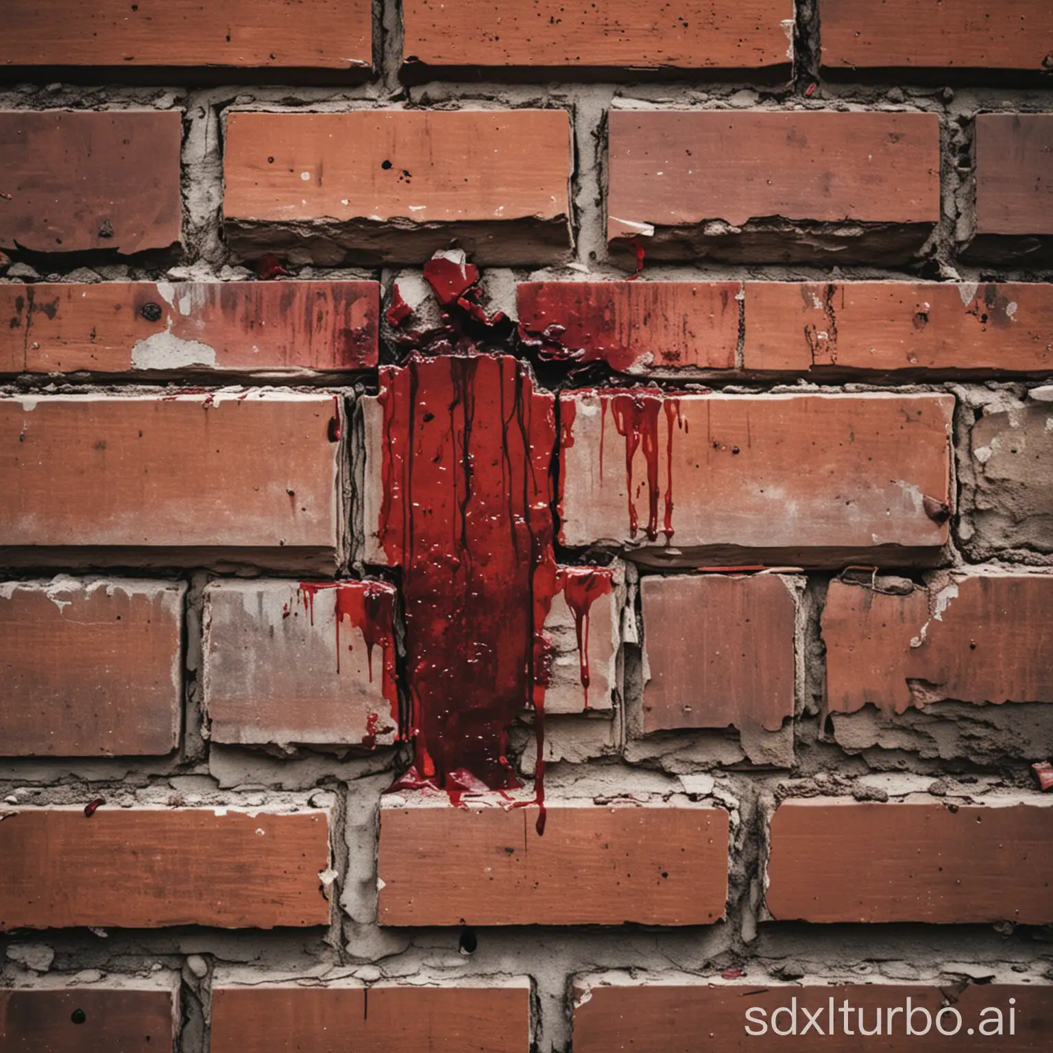 a brick stained with blood