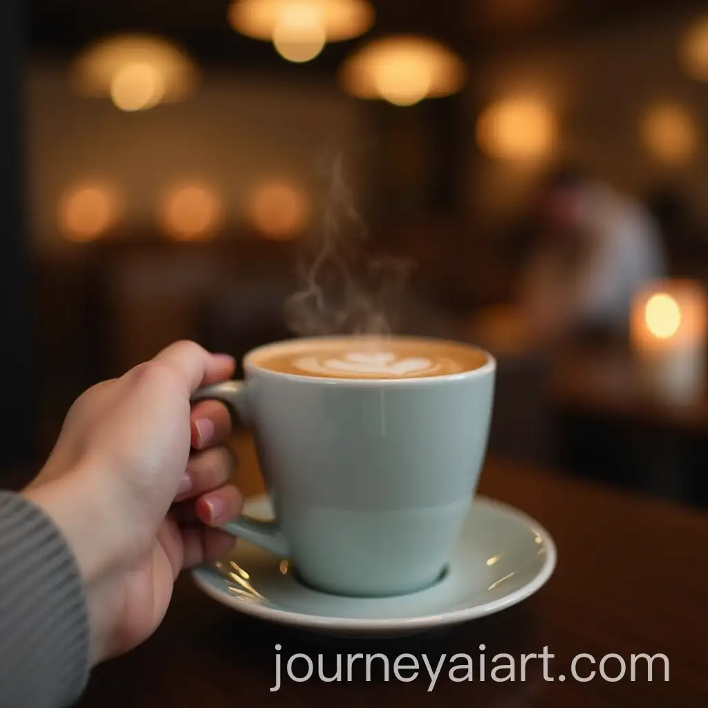 Womans-Hand-Holding-Coffee-Cup-in-Cozy-Atmosphere