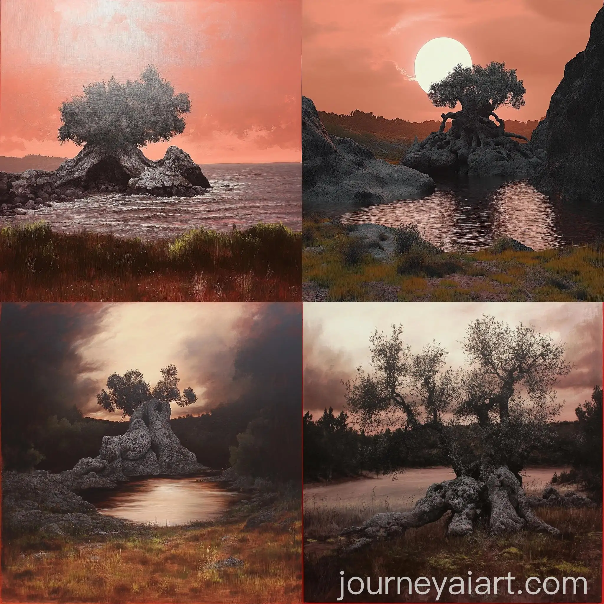 Vibrant-Red-Dawn-Scene-with-Abstract-Elements