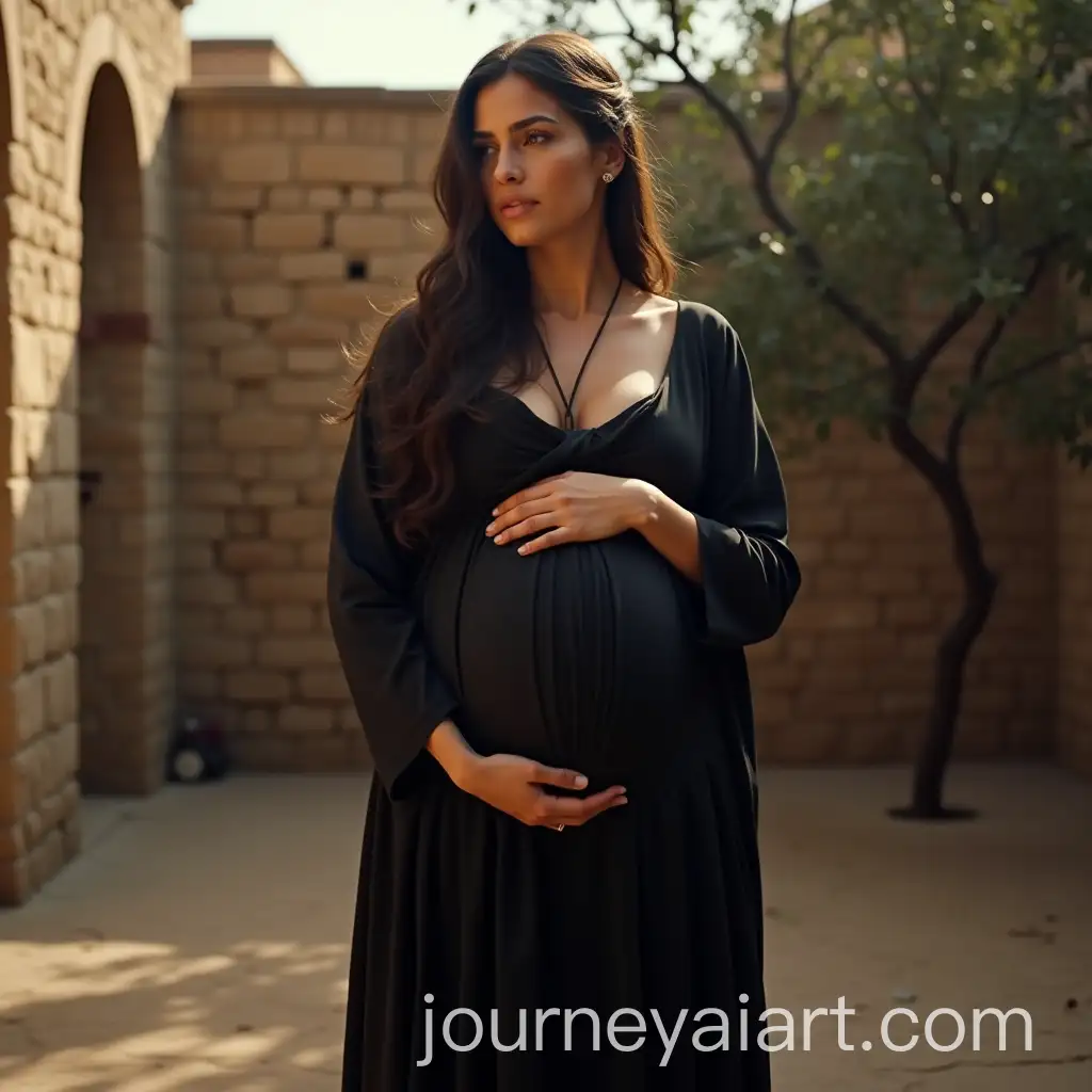 Pregnant-Tamar-in-Serene-Stone-Courtyard