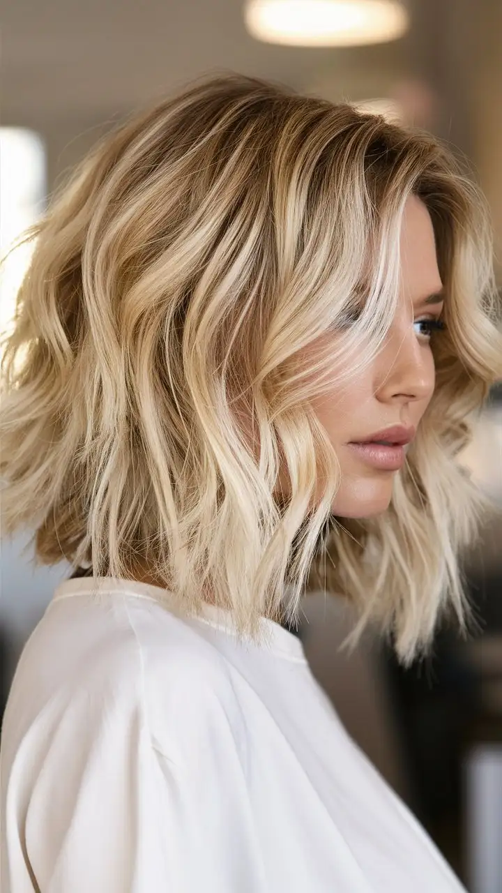 Blonde-Woman-with-Textured-Lob-Hairstyle-in-Natural-Light