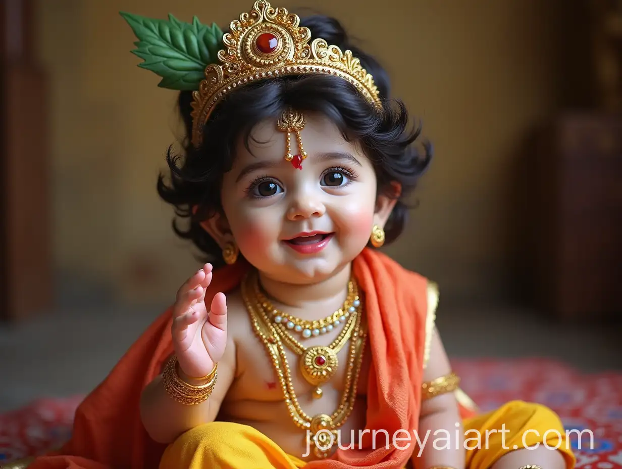 Baby-Lord-Krishna-in-Divine-Pose-with-Flute-and-Peacocks