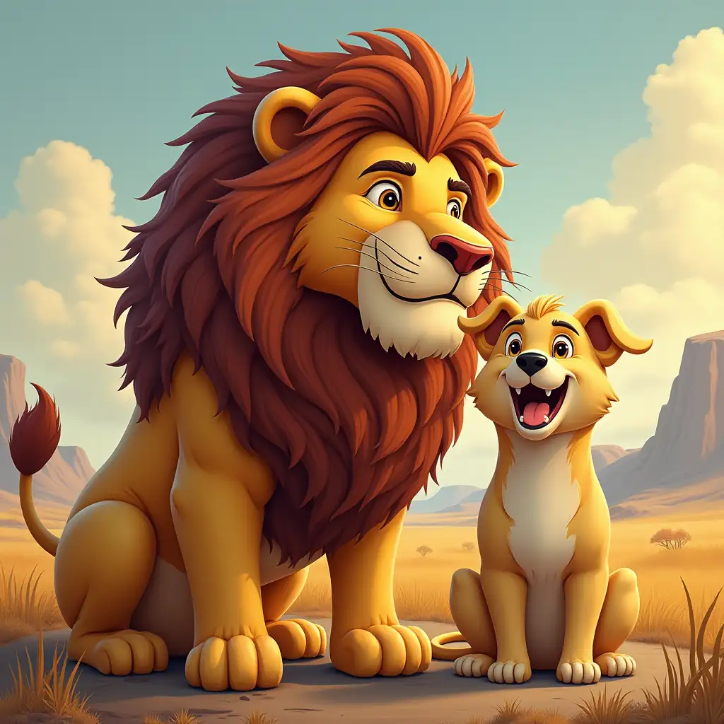 Lion and dog