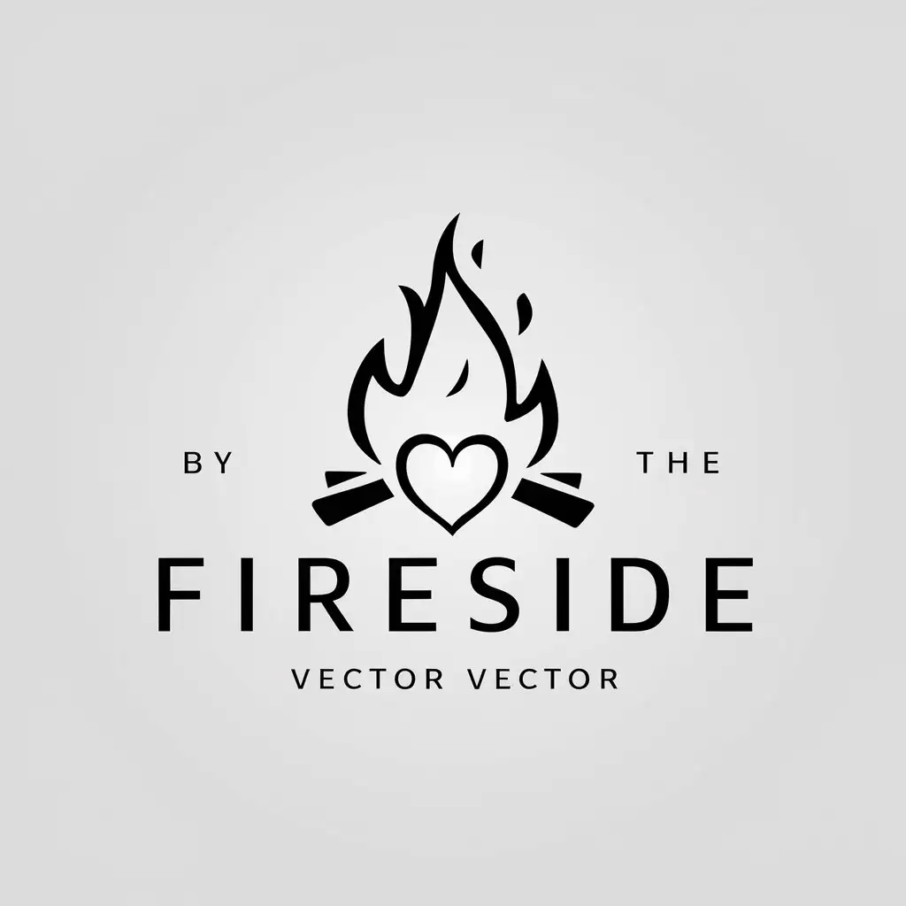 LOGO Design for By the Fireside Minimalistic Campfire Fire and Heart Theme for Home Family Industry