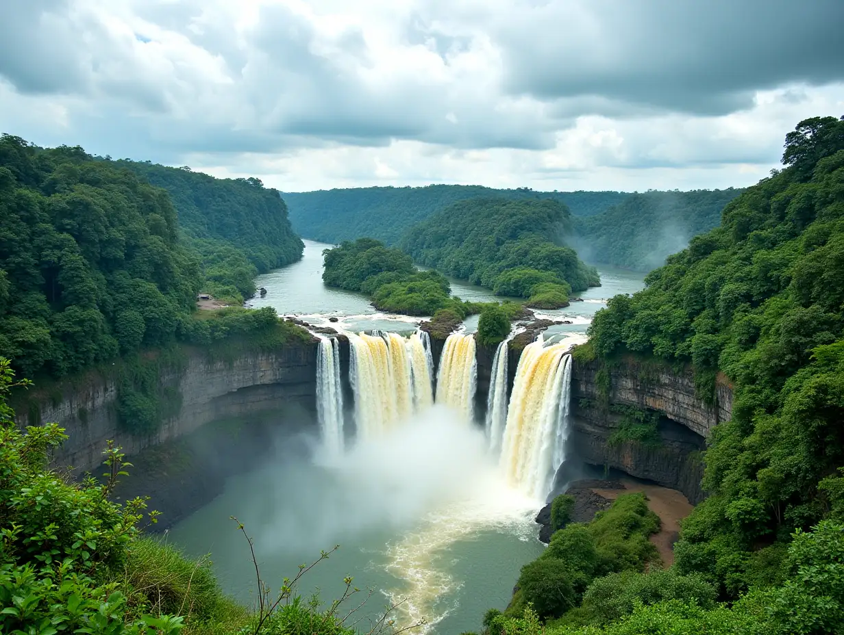 Jog Falls is a waterfall on the Sharavati river located in Siddapur taluk of Uttara Kannada district and its view point in Kargal town of Shimoga district, Karnataka, India. It is the second highest plunge waterfall in India. It is a segmented waterfall which depends on rain and season to become a plunge waterfall. The falls are major attractions for tourists and is ranked 36th in the list of free-falling waterfalls, 490th in the world by list of waterfalls by total height, 128th in the list of single-drop waterfalls in the World by the waterfall database.