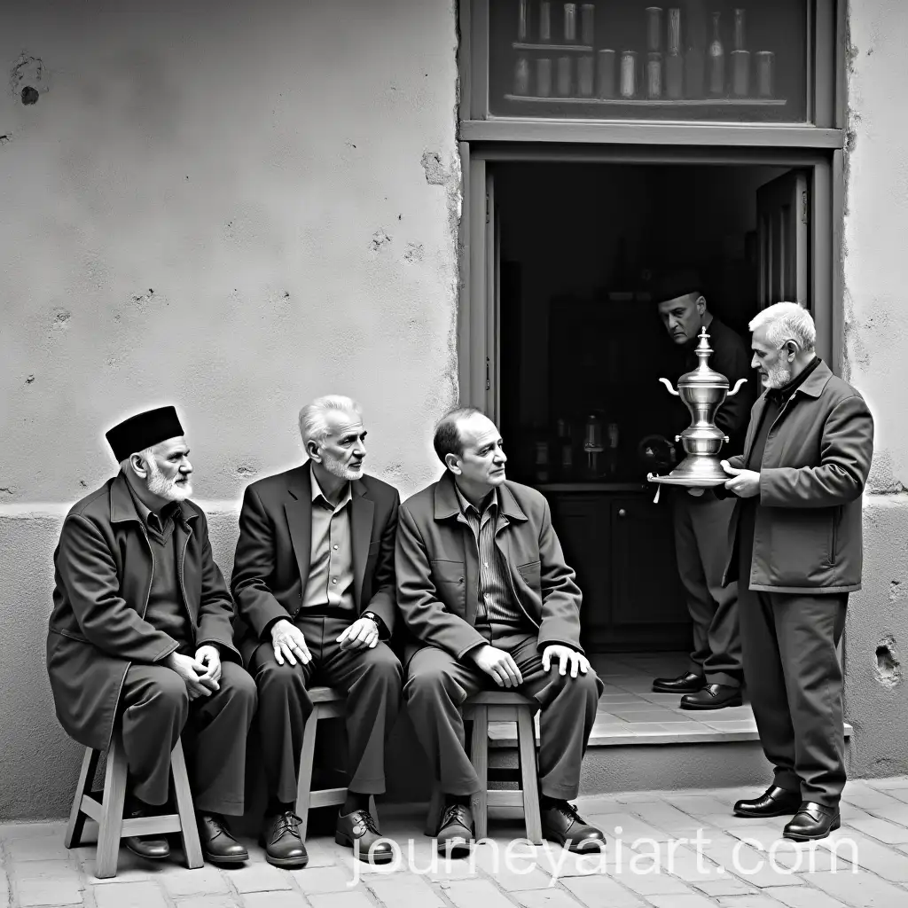 Nostalgic-Street-Scene-with-Elderly-Men-and-Tea-Shop