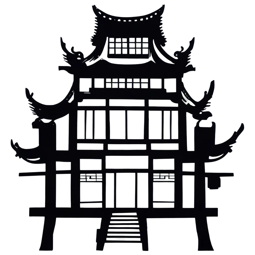 Silhouette-of-a-Chinese-House-in-HighQuality-PNG-Format-for-Versatile-Use