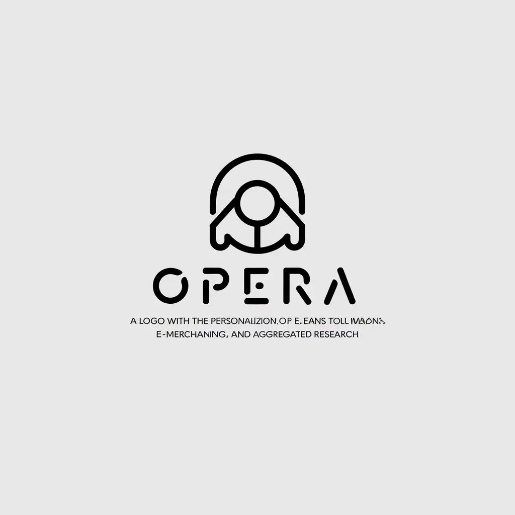 a vector logo design,with the text "a logo with the letters O, P, E, R, A that means Tool of Personalization, EMerchandising and Aggregated Research", main symbol:OPERA,Minimalistic,be used in Internet industry,clear background