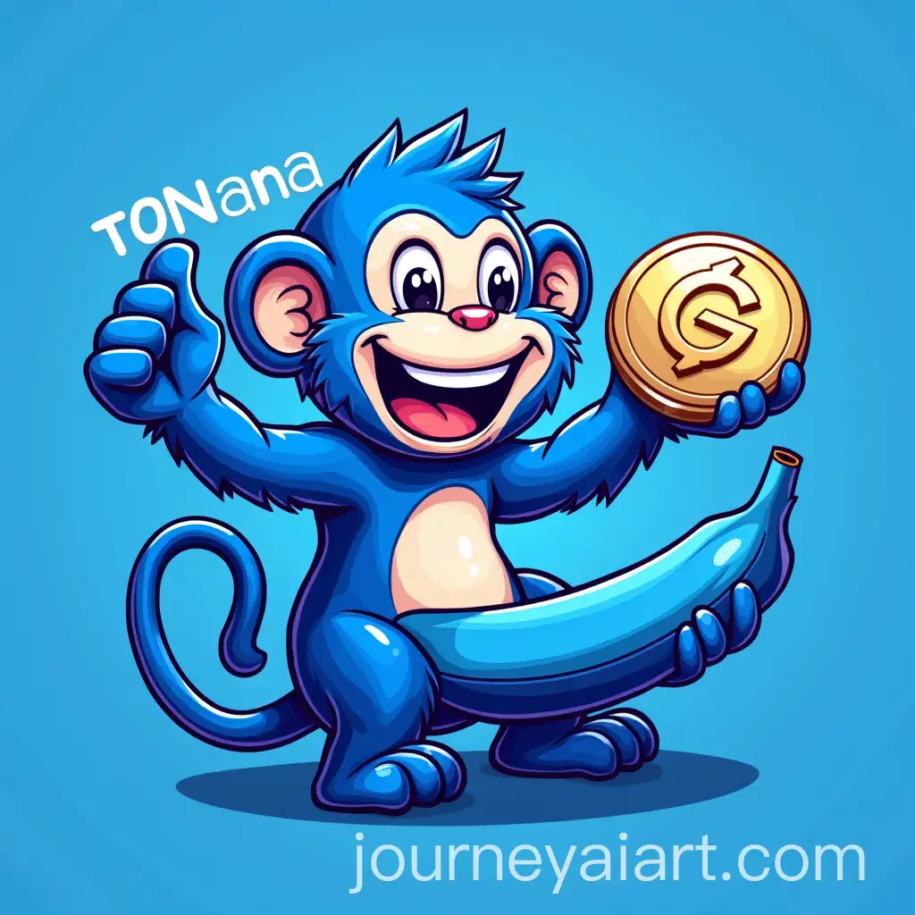 Cheerful-Blue-Monkey-with-TON-Cryptocurrency-Banana