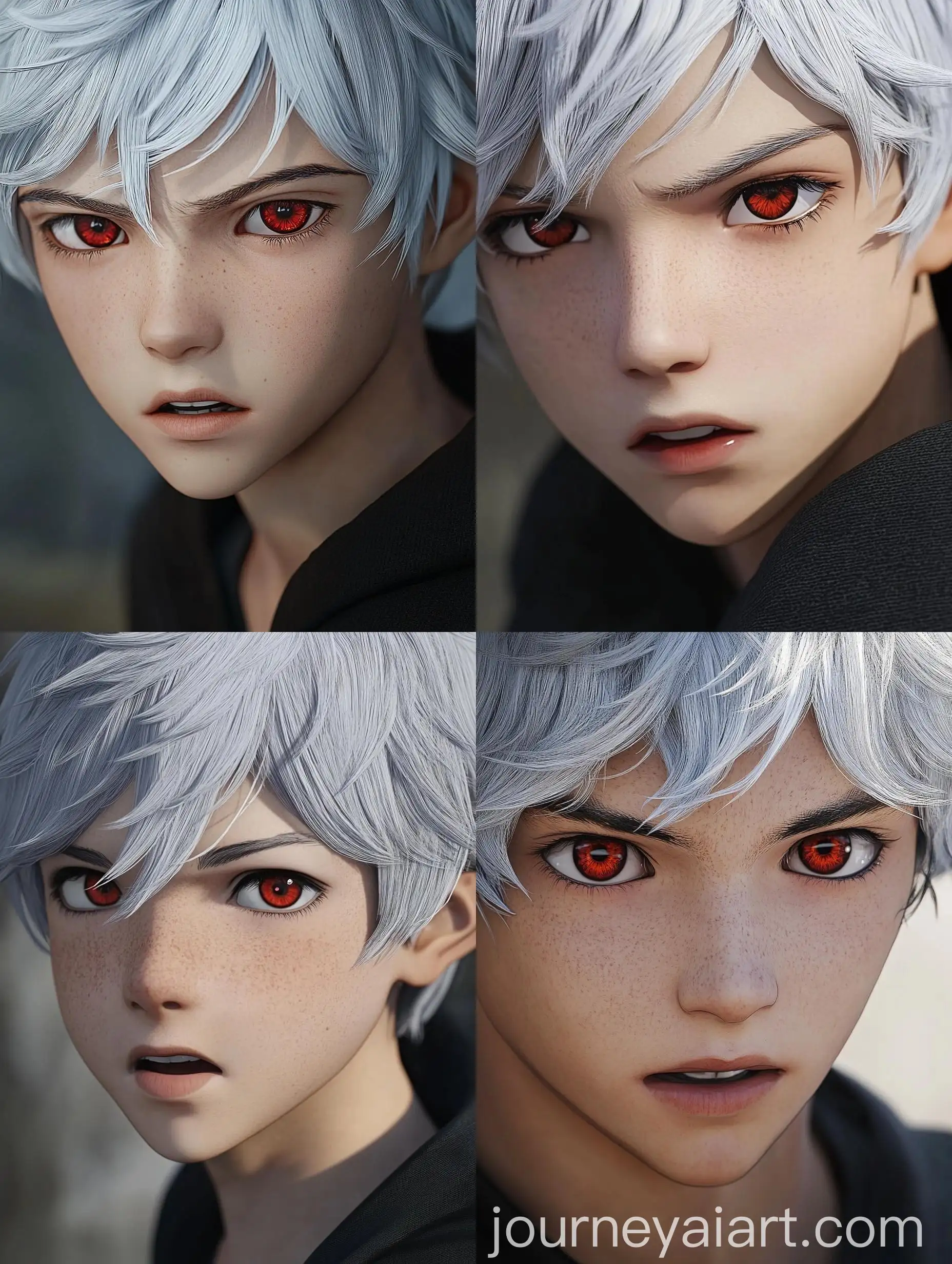 CloseUp-Portrait-of-Young-Boy-with-Grey-Hair-and-Red-Eyes-in-HyperRealistic-Detail