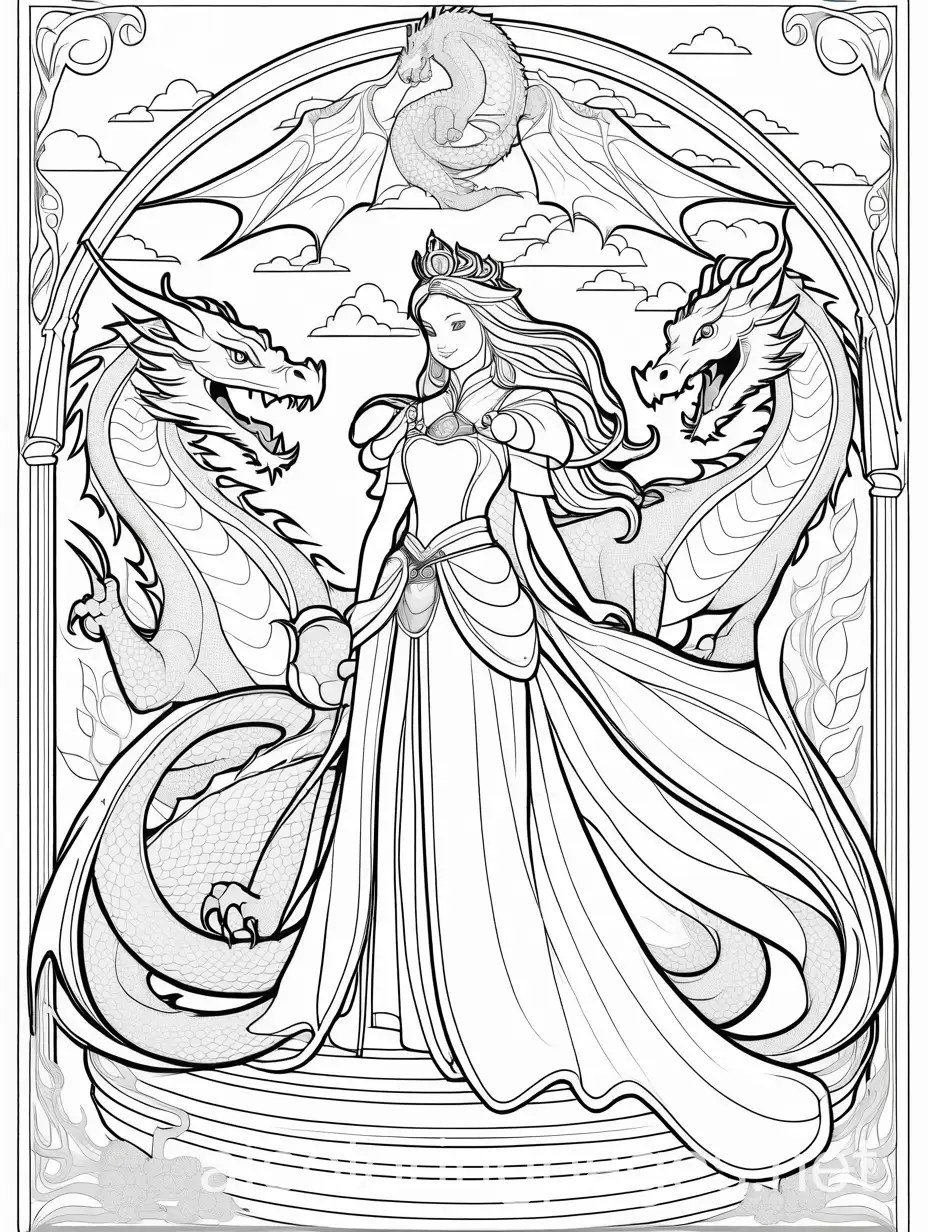 Princess-and-Dragon-Peace-Pact-Coloring-Page