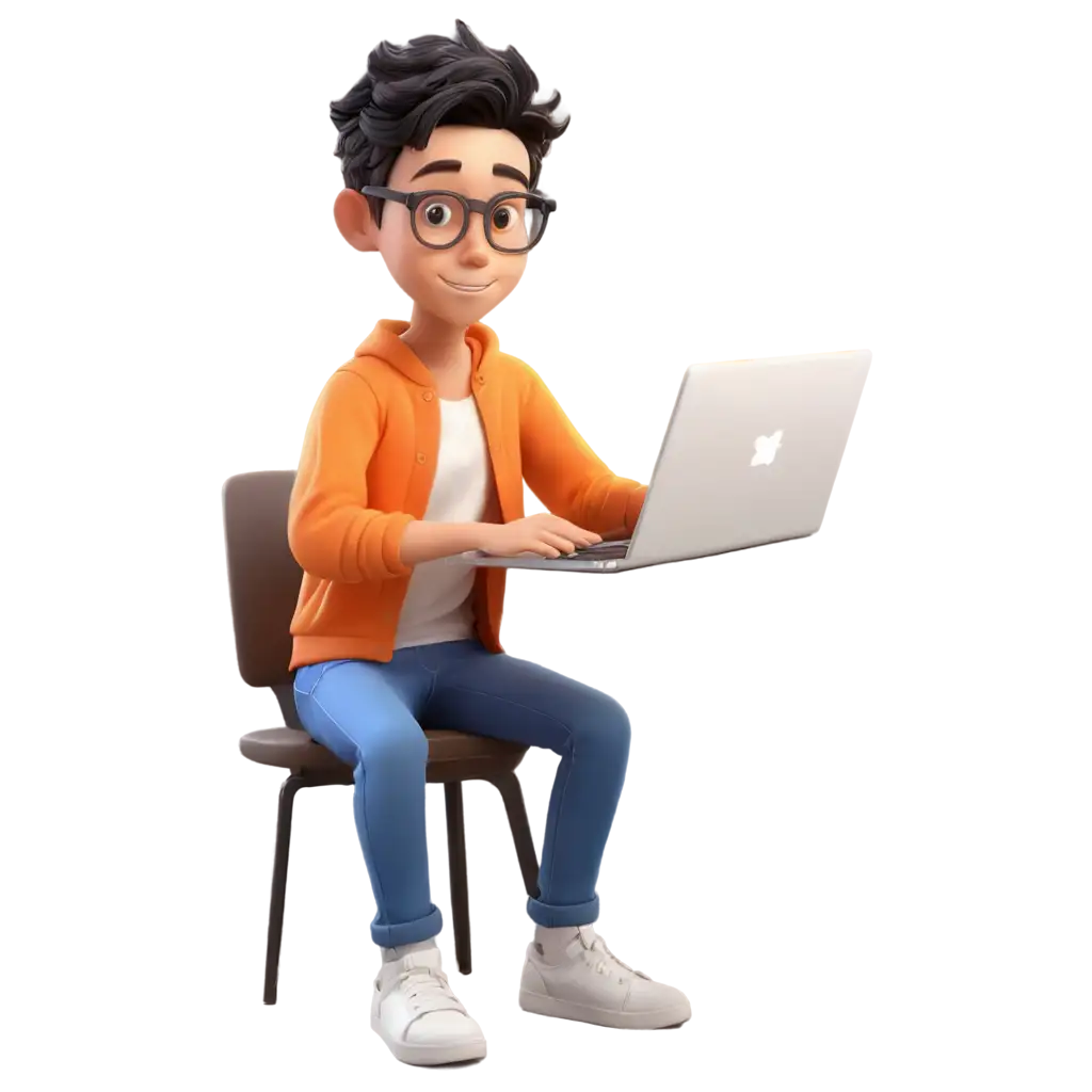 Animated-Cartoon-Cute-Boy-Coding-on-Laptop-in-White-Specs-PNG-Image