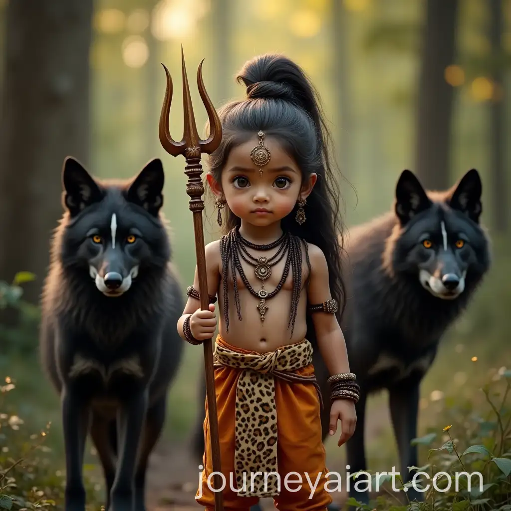 Divine-Child-Figure-Inspired-by-Lord-Shiva-with-Wolves-in-Mystical-Forest-Setting