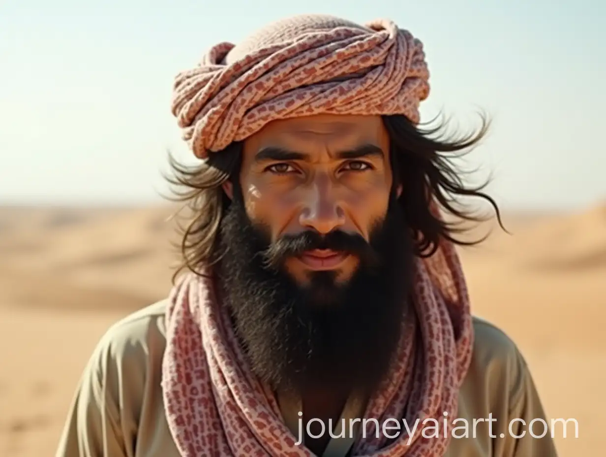 Bearded-Middle-Eastern-Man-in-Desert-with-Headscarf