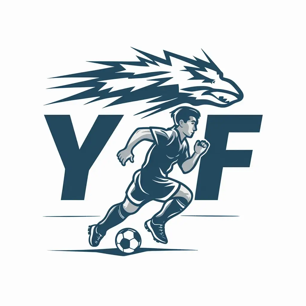 LOGO-Design-For-YF-Young-Running-Under-Thunder-Soccer-Player-in-Sports-Fitness-Industry