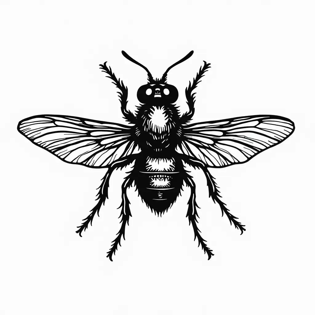 Intricate Black and White Vector Art of a Fly