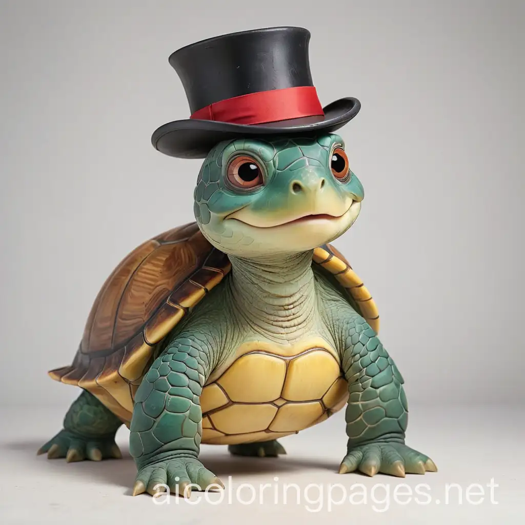 Cartoon-Turtle-Wearing-a-Tophat-for-Kids-Coloring-Page