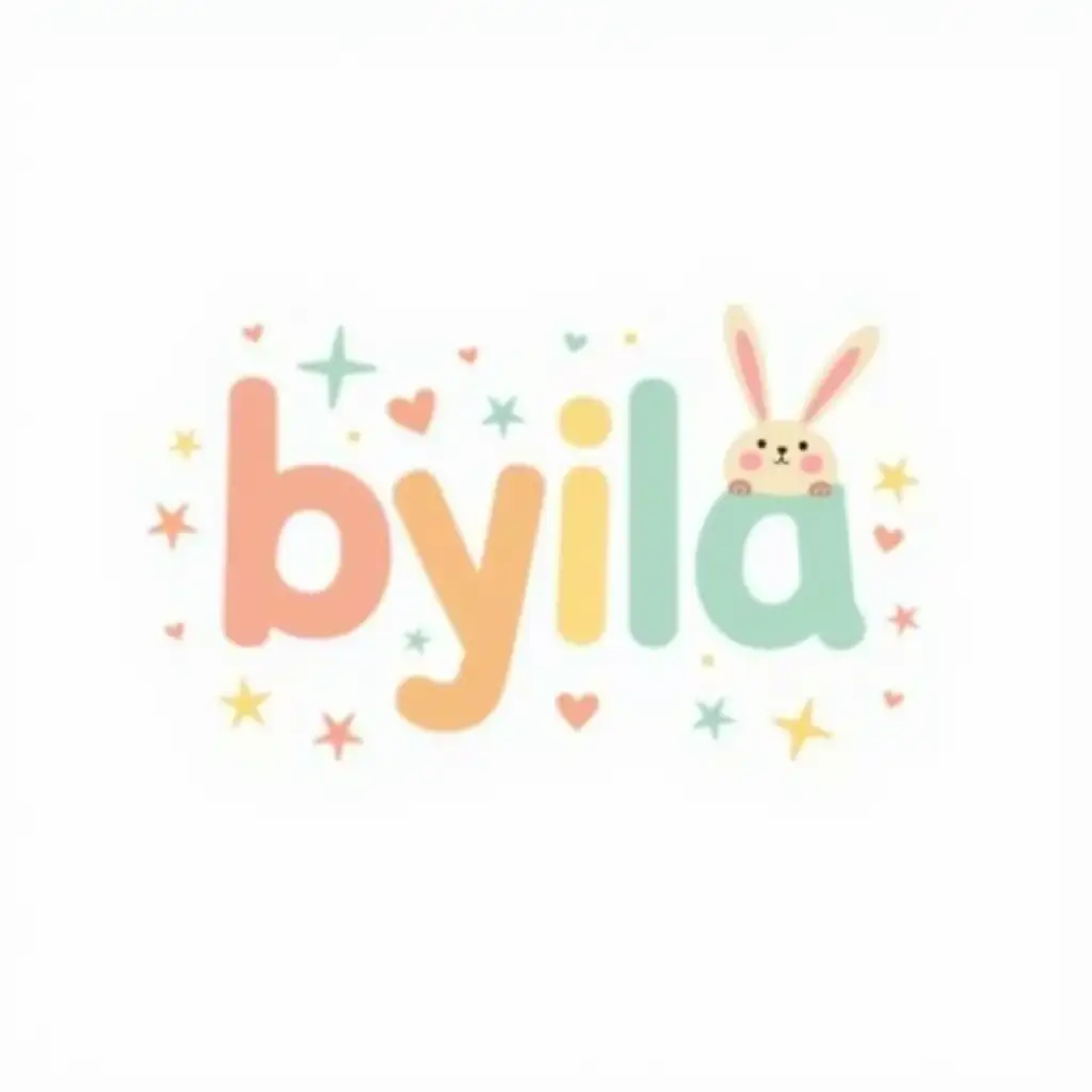 Colorful Text with Cute Bunny Symbol for Childrens Store byila