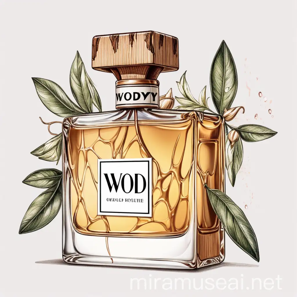 Perfume Bottles with Woody Scent Creative Illustration