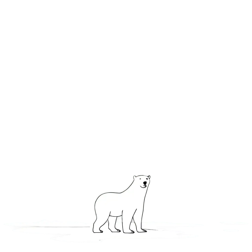 Create-a-PNG-of-a-Standing-Polar-Bear-on-an-Ice-Floe-2D-Black-and-White-Graphic