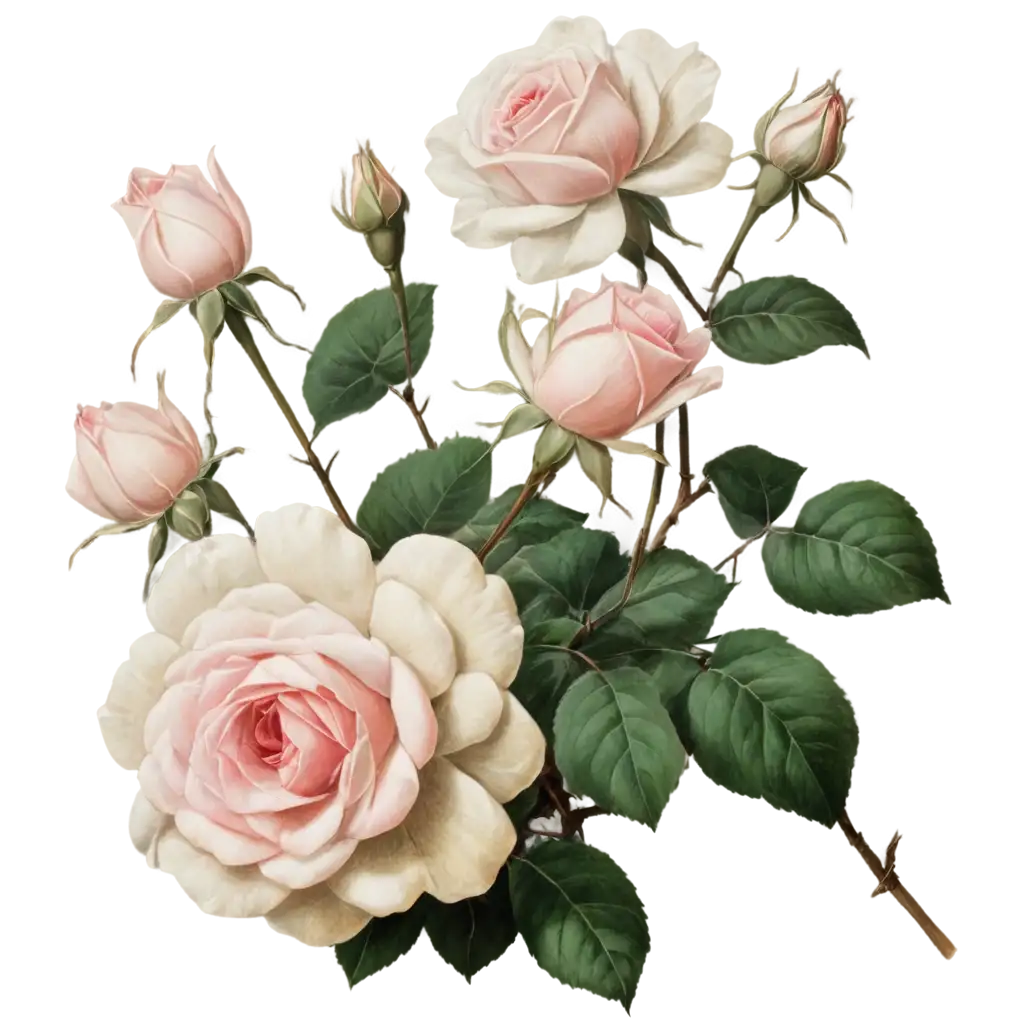 Vintage-White-and-Pink-Roses-Painting-PNG-Timeless-Floral-Art-in-HighQuality-Format