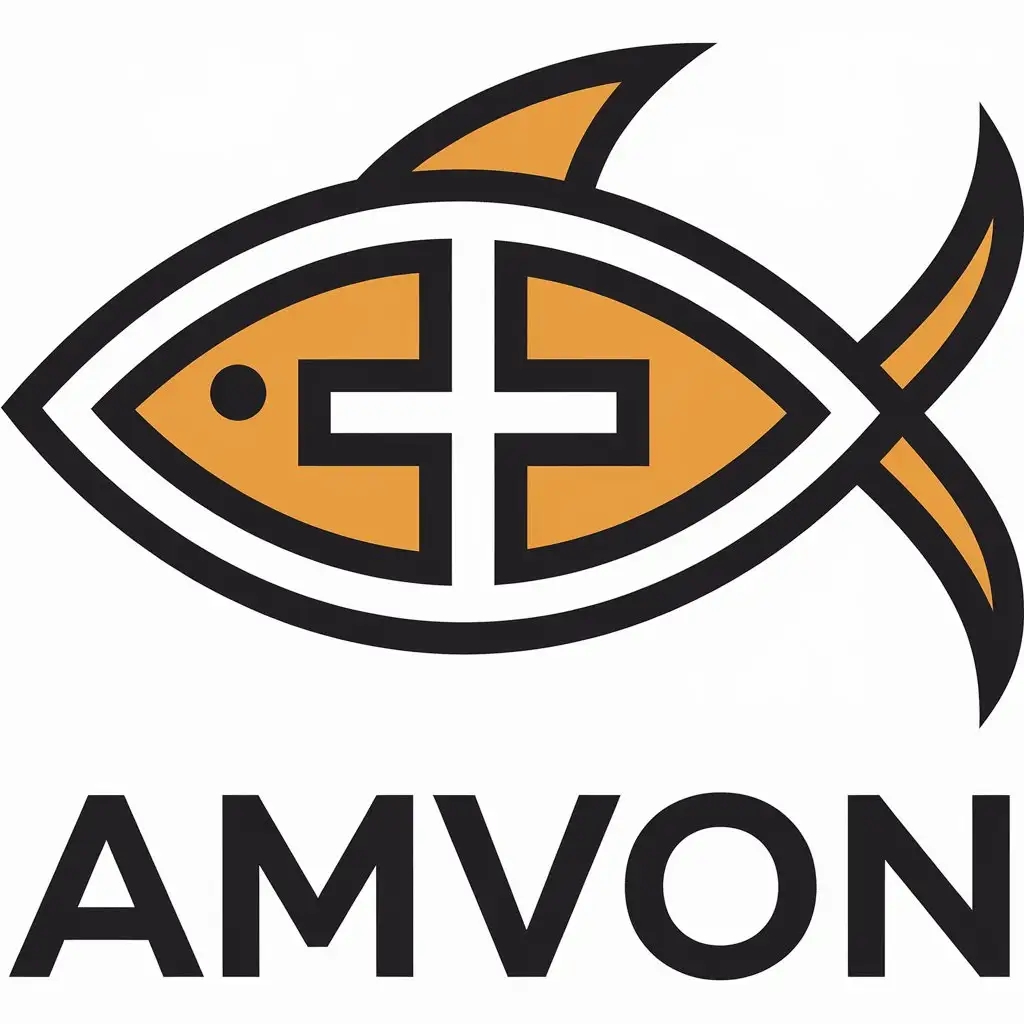 LOGO Design for Amvon Vector Design Featuring Fish and Cross Symbolizing Christianity