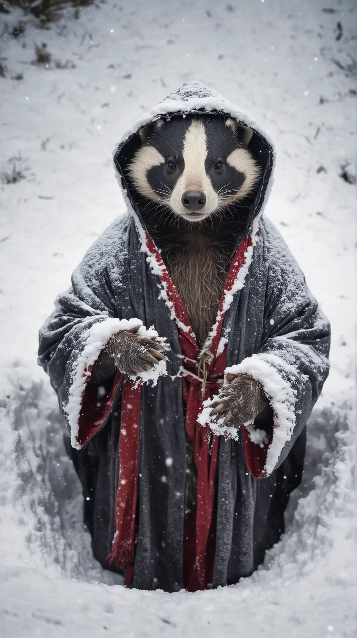 Enraged Magician Badger in Snow Robe